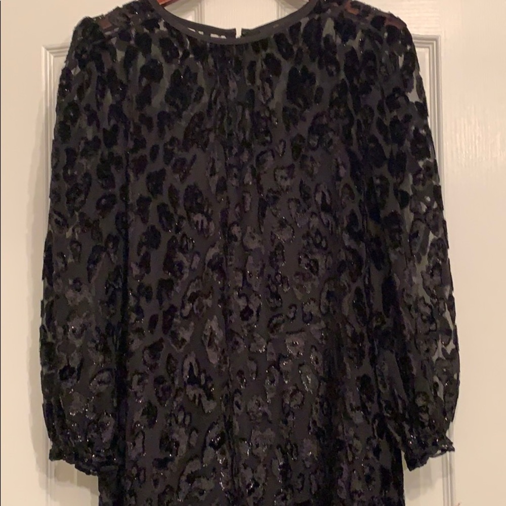 J.Crew Black velvet cheetah print mini dress
